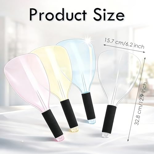 TXIN 4 Pieces Professional Barber Hair Salon Face Shield, Reusable Plastic Hairspray Shield Guard with Sponge Handle, Portable Hairdressing Face Cover Protector for Hair Styling & Cutting