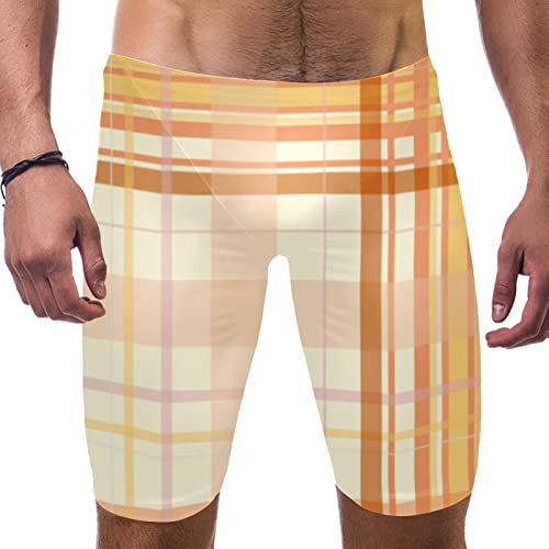 Short de bain coloré orange motif carreaux garçon respirant