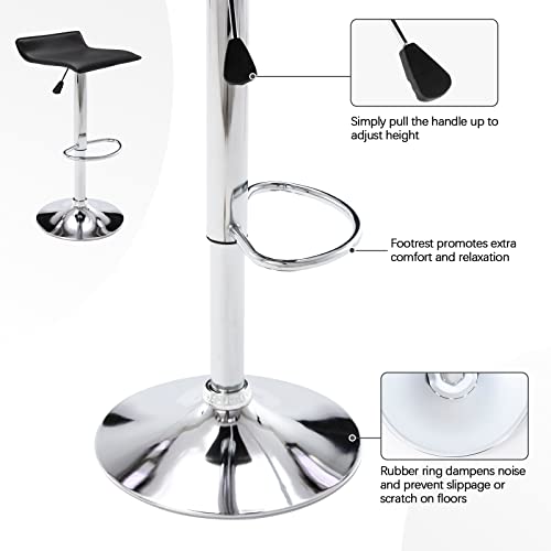 Vogue Furniture Direct Adjustable Bar Stools Set Of 2, Modern Swivel Pu Leather Airlift Barstools, Backless Kitchen Counter Height Bar Chair For Dining Room (Black) #TOP5