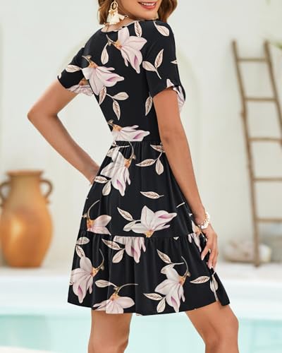 AUSELILY Women's Summer Dress Pleated Knee Length Casual Dress Ladies Short Sleeve T-Shirt Dresses with Pockets - Image 6