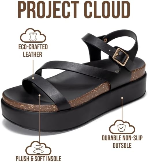 Project Cloud Platform Sandals Women Footwear - Plush & Soft Insole Wedge Sandals for Women Footwear Stylish Platform Shoes with Adjustable Straps (Mellow) - Image 2