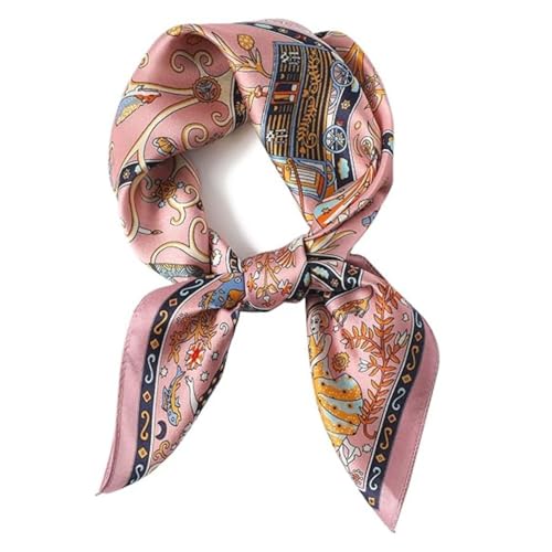 Image of BendJoy French Flower Satin Silk Scarf for Women Stylish Pink Color | Multipurpose Use | for Hair & Neck | Easy Care | Lightweight & Breathable | Smooth Hair-Friendly Fabric