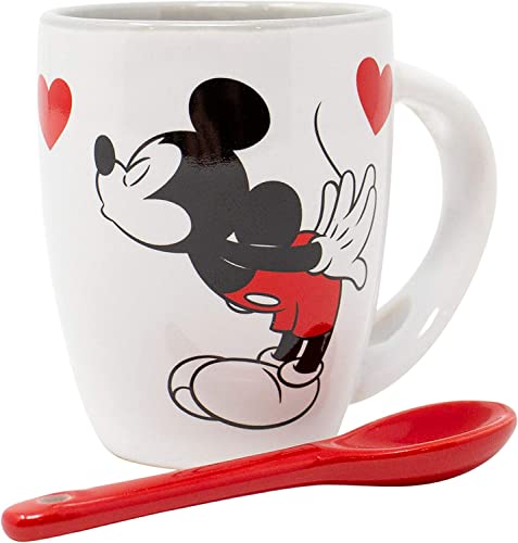 Disney Caneca de café expresso com colher Mickey e Minnie