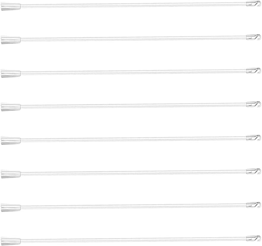 PRETYZOOM 24 Inch Vertical Blinds Wand Replacement Set - 8 Clear Plastic Blind Wands with Hooks and Grip Handles for Window Vertical Blinds Control