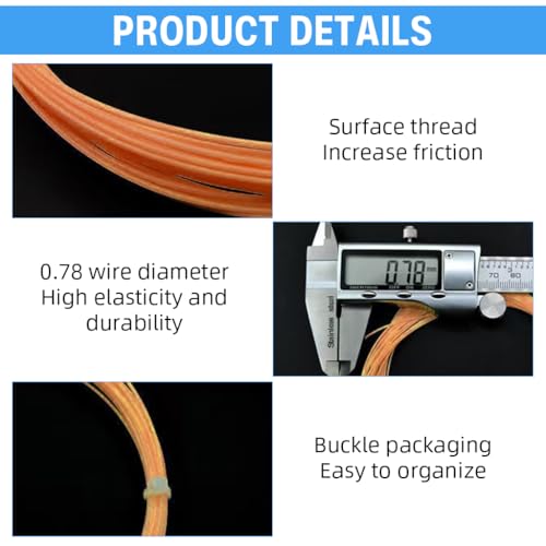 Image of Proberos Badminton Racket Strings Set, for 2 Rackets, Replacement String Repair Kit with Accessories & Tools, Nylon Fiber Strings, 0.78mm, Tension 26lbs, 10m Long Per Roll - Orange