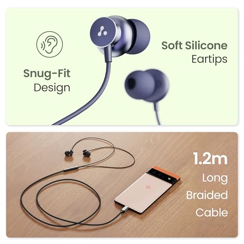 Image of Ambrane Type-C Wired in-Ear Earphones with Mic & Control Buttons | 10 mm Dynamic Drivers | Clear Calls & Boosted Bass | Long 1.2 m Cable | Compatible with Type-C Phones & Tablets, iPhone