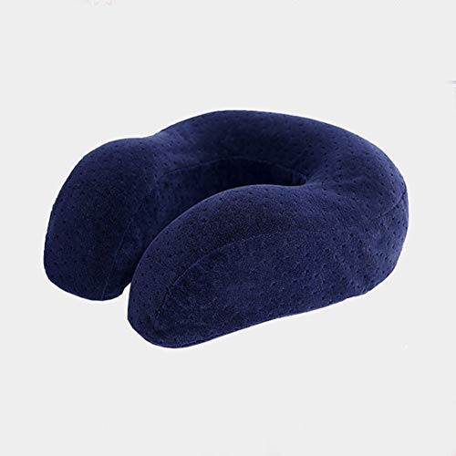 Wishdeal Oreiller de Voyage pour Avion en Mousse à mémoire de Forme pour Sieste en Forme de U Bleu Bleu Cover