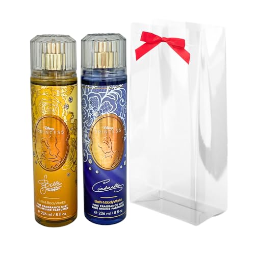 Bath & Body Works PRINCESS COLLECTION 2-piece Fine Fragrance Mist Gift Set with a Bow for Holidays – Full Size – Limited Edition (Belle & Cinderella)