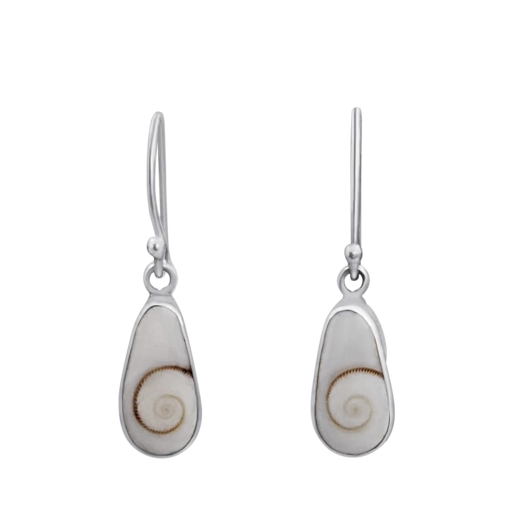 81stgeneration Pendientes Pequeños Lágrima Plata de Ley Mujer | Pendientes Bohemios Concha Ojo Shiva Adolescentes | Diseño Inspirado Océano | Regalos Cumpleaños Damas Conchas Marinas