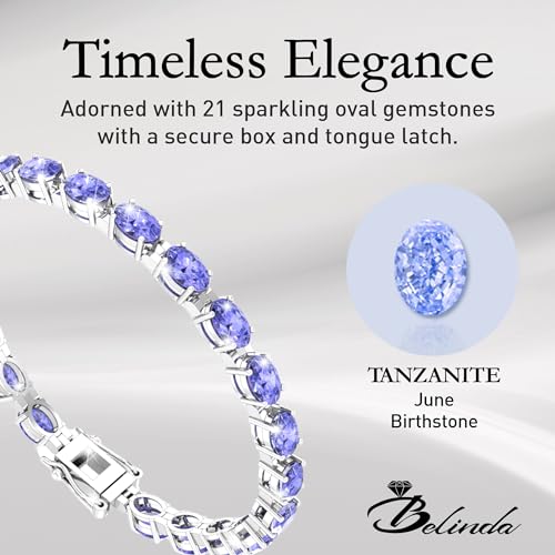 Gemstone Tennis Bracelet With 21 Oval Gems, 925 Sterling Silver Birthstone Bracelet, 7" Box and Tongue Latch4