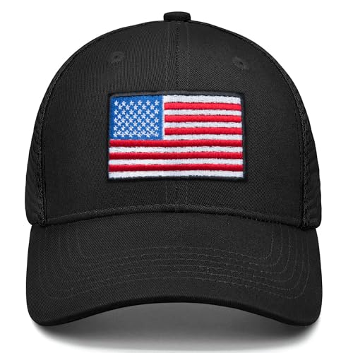 Image of Adjustable State Flag Trucker Hat Mesh Baseball Cap with Embroidered Patch for Men Women