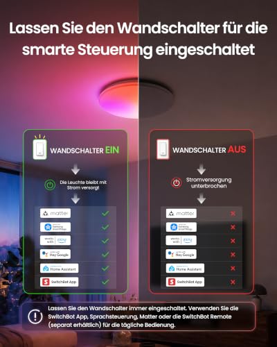 SwitchBot RGBICWW Deckenlampe 30cm, Matter LED Deckenleuchte 2000LM, 20W – Ansicht 4