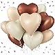 Herz Folienballons 10 Stück, 18 Zoll Herz Helium Luftballons Heliumballon Herzen, Beige Kaffee und Karamell Herzballons Folienluftballon für Geburtstag Party Hochzeit Dekoration
