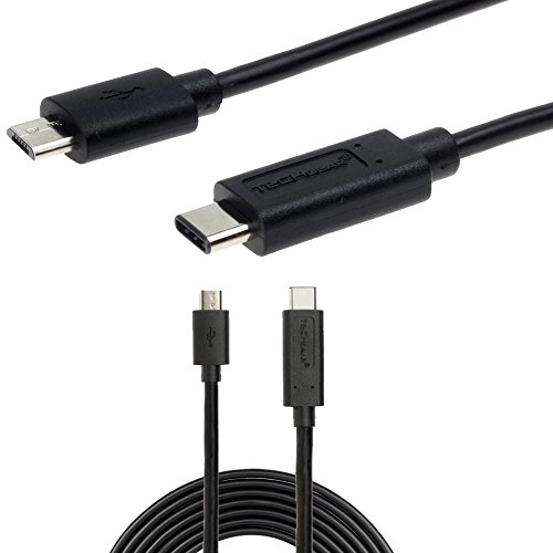 TECHGEAR 2M USB Type C (male) to Micro USB (male) Cable Lead Compatible with Apple, Samsung, Motorola, Xiaomi, Oppo, and more USB Type C Devices - Black
