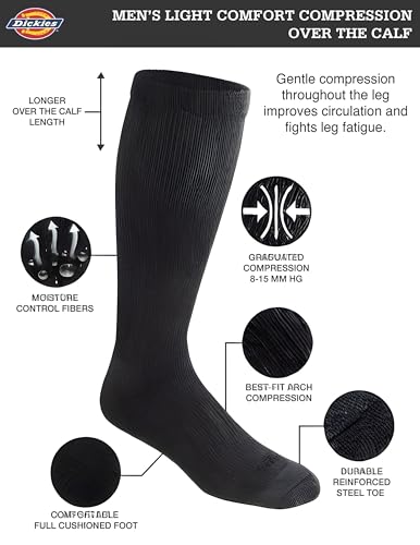Image of Dickies Men's Light Compression Comfort Over-The-Calf Socks, Available in M-XXL (2, 4 Pairs)