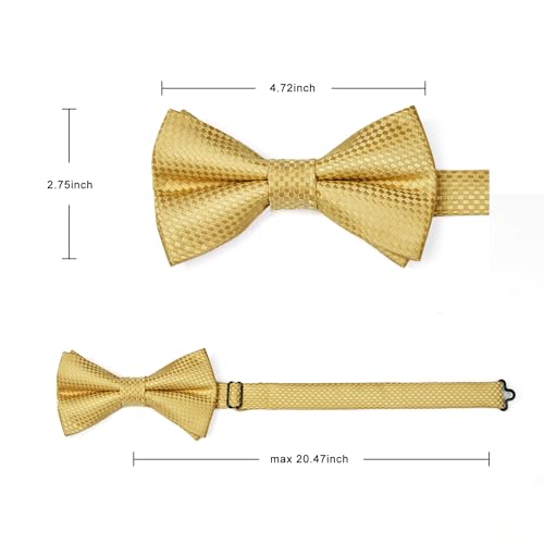 Image of HISDERN Bow Ties for Men Pre-Tied Bow Tie Floral Paisley Handkerchief Classic Formal Bowtie and Pocket Square Cufflinks Set