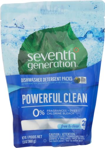 Image of Seventh Generation Dishwasher Detergent Pods, Blasts Away Stuck-On Food, Free & Clear, 20 Pods