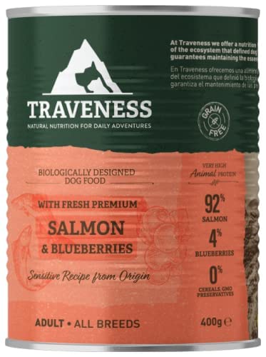 Traveness Comida Húmeda para Perros de Salmón con Arándanos (6 x 400 gr.) Cover