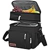 MIYCOO Lunch Bag & Lunch Box for Men Women, Double Deck Leakproof Insulated Soft Large Adult Camping Cooler bag for Work, Beach, Picnic, Travel (Black, 15L)