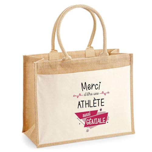 Cabas jute avec poche avant robuste et élégant pour femme
