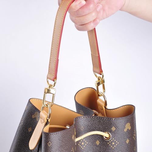 Image of Genuine Leather Plain Strap Replacement Top Handle Leather Strap for Handbag (Tan, 14.5 in)