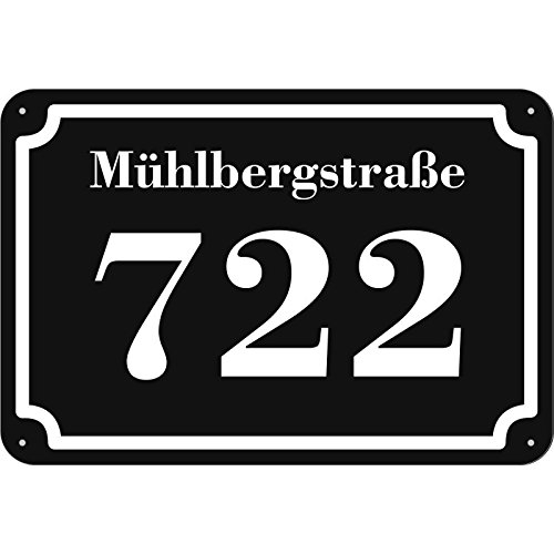 schwarzes Hausnummer und Straße Schild 2mm Aluverbund, 3-4 Zahlen 24 x 17 cm individuell nach Ihren Wünschen selbst gestalten schwarzes Hausnummer und Straße Schild 2mm Aluverbund, 3-4 Zahlen 24 x 17 cm individuell nach Ihren Wünschen selbst gestalten