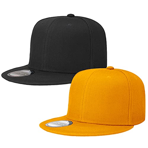 Image of Classic Snapback Hat Cap Hip Hop Style Flat Bill Blank Solid Color Adjustable Size