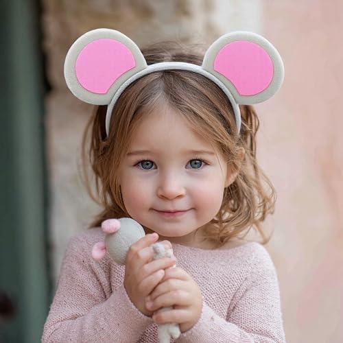 CATMEYE Maus Ohren Haarreifen Set, Tier Kostüm mit Schwanz, Verkleidung für Kinder, Party, Karneval (Grau)