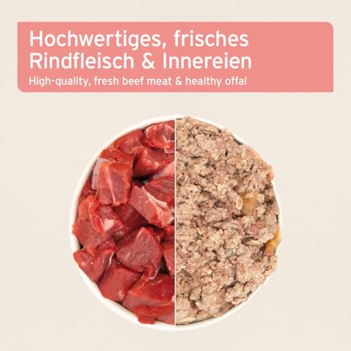 AniForte Barf Hundefutter Nass Rind Pur 6 x 400g – Fleisch Pur, Barffleisch für Hunde, Barffutter, Nassfutter getreidefrei & mit hohem Fleischanteil, Wet Dog Food Dosenfutter