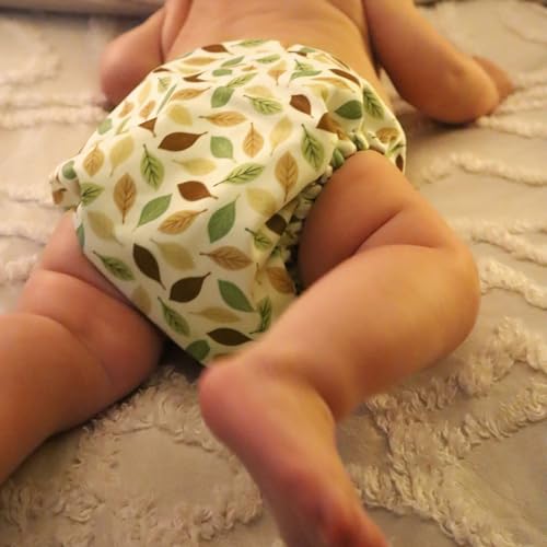 Image of Mama Koala 3.0 Pocket Cloth Diapers for Babies with AWJ Lining, 6 Pack with 6 5-Layer Natural Cloth Diaper Inserts - Reusable and Washable Pocket Diapers(A-Falling Leaves)