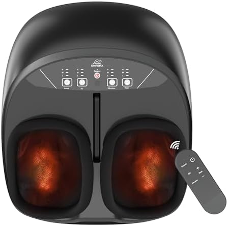 Snailax Foot Massager Machine with Heat, Remote Control Shiatsu Foot Massager with Deep Kneading, Compression, Viration, Gifts for Women Men, Fits Feet up to Men Size 13 (Black)
