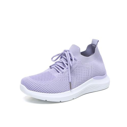 Bernal Sneakers for Women Casual Mesh Breathable Lace Up Walking Shoes Lightweight Non Slip Tennis Gym Workout Shopping Shoes