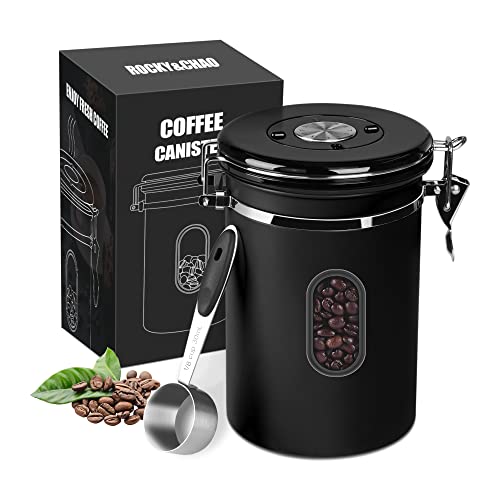 ROCKY&CHAO Kaffeedose Luftdicht aus Edelstahl 2,8L Kaffeebhnen Behälter Vorratsdose für Tee Nüsse Kakao Länger und Frisch Bleiben Cover