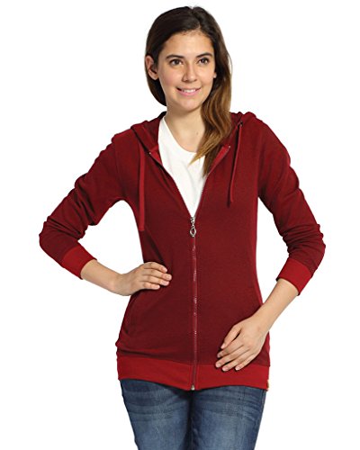 Image of Campus Sutra Women cotton Premium Zipper Hoodie-Grey