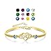 AOBOCO Sterling Silver Personalized Infinity Heart Bangle Bracelet with Name and Birthstones Custom Engraved Bracelet for Women