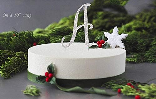 LOVENJOY Ready Gift-Boxed Letter A Cake Topper Wedding Silver Crystal Rhinestone Monogram Cake Decorations, Outlasts Acrylic, Keepsake Reused upon Anniversary, 3.3" - 3