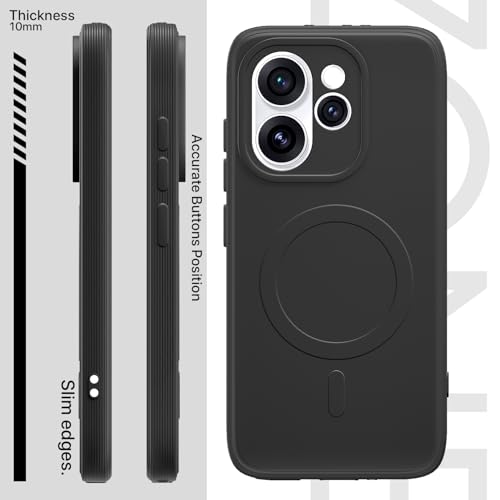 Image of Pikkme Back Cover for Oppo Reno 15 Pro Mini 5G Soft Matte Silicone | Slim Fit | Mag-Safe Design (Mag-Safe Not Support) Camera Protection Bumper Case (Black)