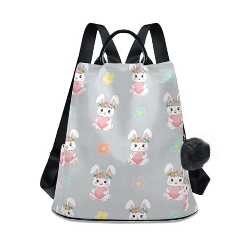 Sac à dos femme élégant pour le travail et les balades urbaines illustré de lapins