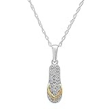 Dazzlingrock Collection 0.10 Carat (Ctw) Round White Diamond Flip Flop Sandal Pendant 1/10 CT, Sterling Silver