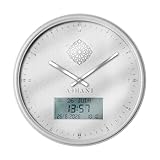 ADHANI – Orologio Adhan Moderno – Chiamata alla preghiera automatica – Numeri romani (nero) (Bianco argento)