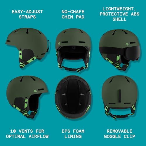 Image of Comstock Kids Ski & Snowboard Helmet with ABS Shell, EPS Impact Protection & 10 Cooling Vents - Adjustable Winter Sports Gear, Goggle Clip