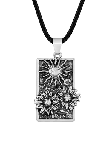 Vintage Sunflower Pendant Necklace with Faux Leather Cord