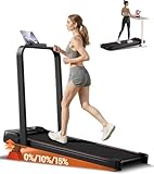 Folding Treadmill with 15% Incline, 4 in 1 Under Desk Walking Pad Foldable 8KM/H for Home Office, 2.5 HP Motor Portable Treadmill for Jogging/Running with Remote Control & LED Display, 300LBS Capacity