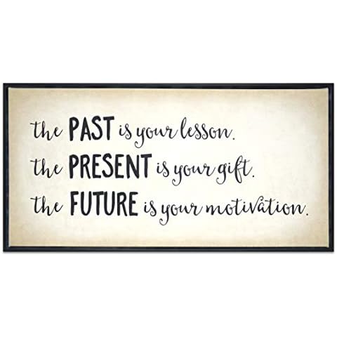Inspirational Office Wall Art - The Past Is Your Lesson The Present Is Your Gift The Future Is Your Motivation Sign 24x12 Motivational Quote Home Decor Picture Framed Canvas Print Positive Saying Cover
