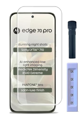 Image of BLACKSHEEP Premium HD+ UV Tempered Glass Screen Protector For Motorola Edge 70 Pro 5G (Pack of 1) Full Adhesive UV Curved Screen Protector Case Friendly HD Clarity with installation kit