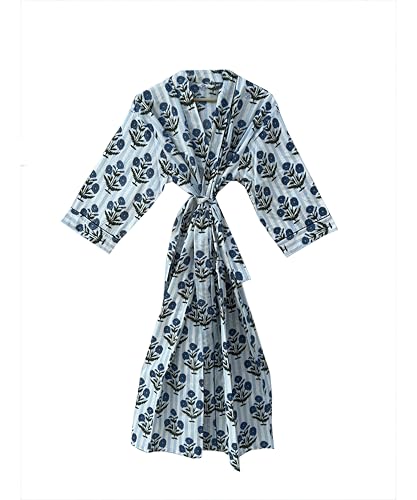 Image of Hand block print Cotton Kimono bikini cover up,Indian Hand block print Cotton Bath Robe,Swim Wear,Nighrwere Dressing Gown