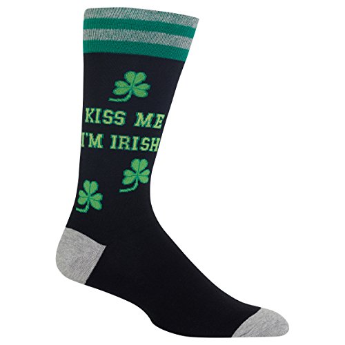 Hot Sox Men s Kiss Me I m Irish Socks, Black, Men s Shoe Size 6-12.5