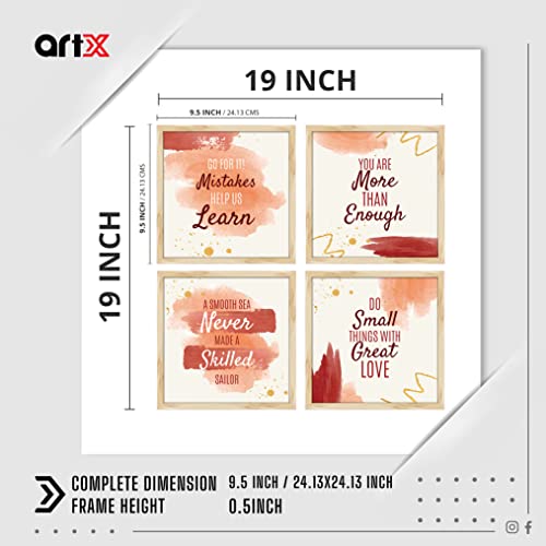 Image of ArtX Paper Motivational Quotes Wall Frame Art Painting, Framed Paintings For Home Office Decor 19 X 19 inches, 9.5 X 9.5 each, Multicolor Posters With Frame, Set of 4 (Hope)