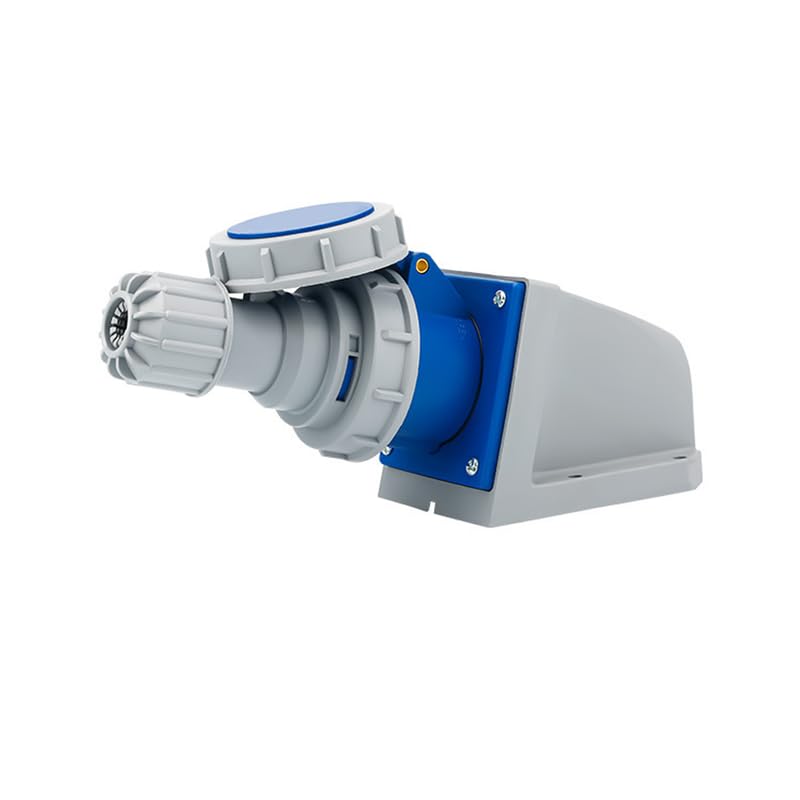 1Set IP67 Waterproof Industrial Connector Plug Socket IEC60309 3Pin 125A 200V-250V 2P+E 6H Waterproof Connector Power Connecting Industrial Surface Mounted Socket Set for Aviation and Industry