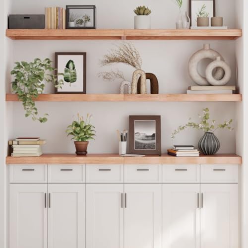 LLEZKBR Furniture Select-Estante de pared marrón claro, 180 x 40 x (2-6) cm, roble macizo tratado